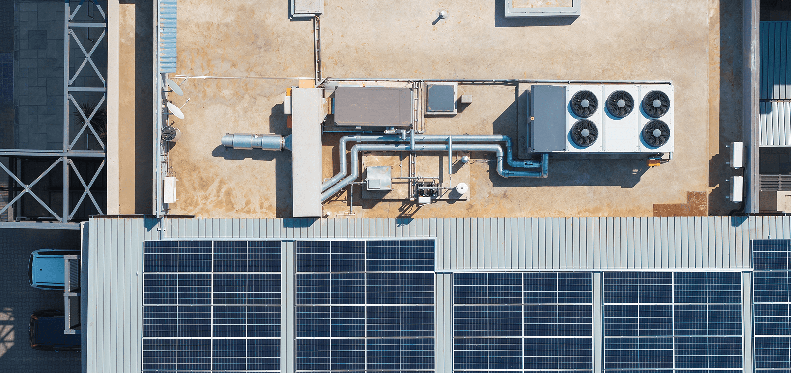Rooftop solar panels and HVAC system