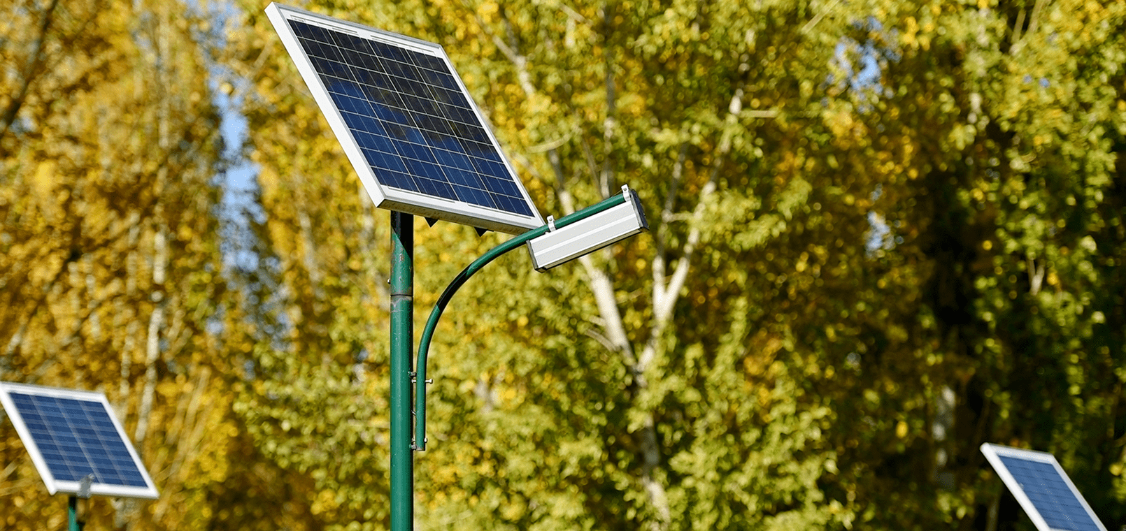 Solar power generating panel outdoors